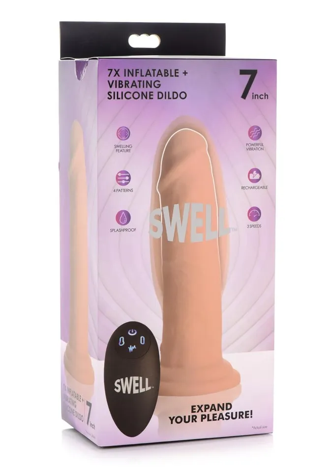 SWELL Swell 7x Inflatable and Vibrating Silicone Rechargeable Dildo with Remote Control Female Sex Toys