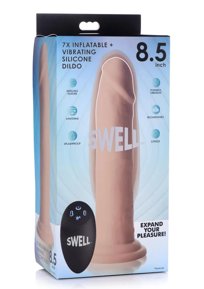 SWELL Swell 7x Inflatable and Vibrating Silicone Rechargeable Dildo with Remote Control Female Sex Toys