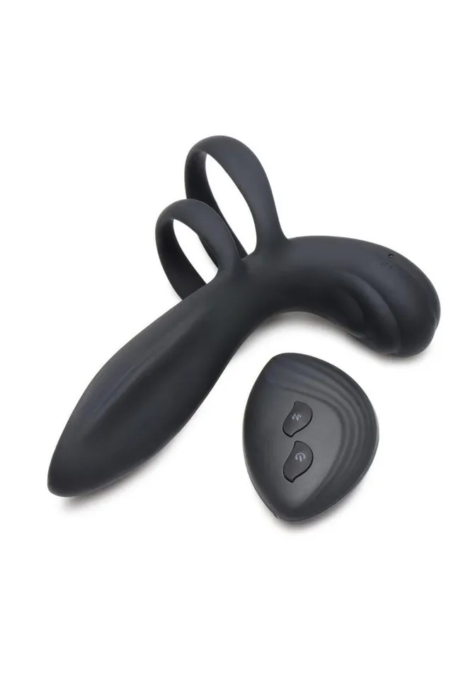 Trinity Men Rechargeable Silicone Vibrating Girth Enhancer with Remote Control Trinity Men Female Sex Toys