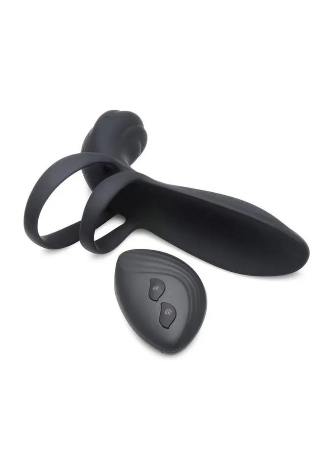 Trinity Men Rechargeable Silicone Vibrating Girth Enhancer with Remote Control Trinity Men Female Sex Toys