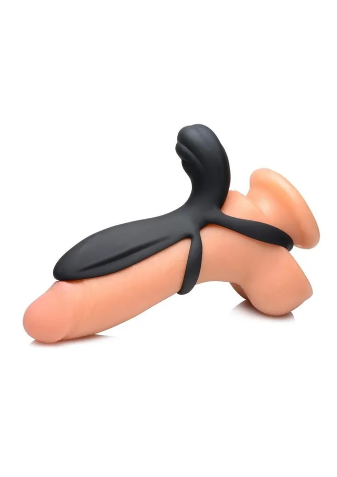 Trinity Men Rechargeable Silicone Vibrating Girth Enhancer with Remote Control Trinity Men Female Sex Toys