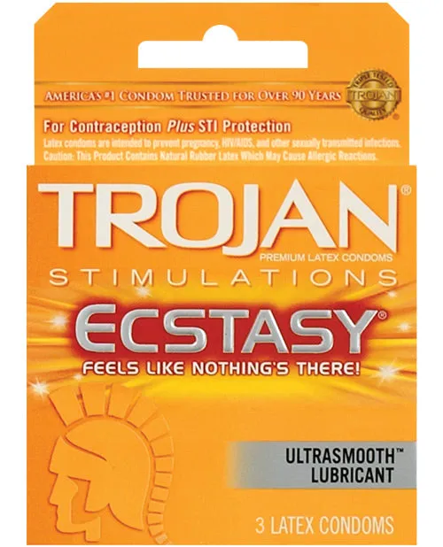Trojan Ultra Ribbed Ecstasy Condoms 3 pack Paradise Marketing Male Sex Toys