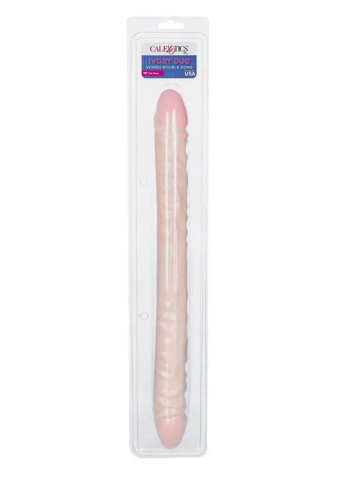 Vanilla Duo Veined Double Dildo Lifelike Dongs Dildos