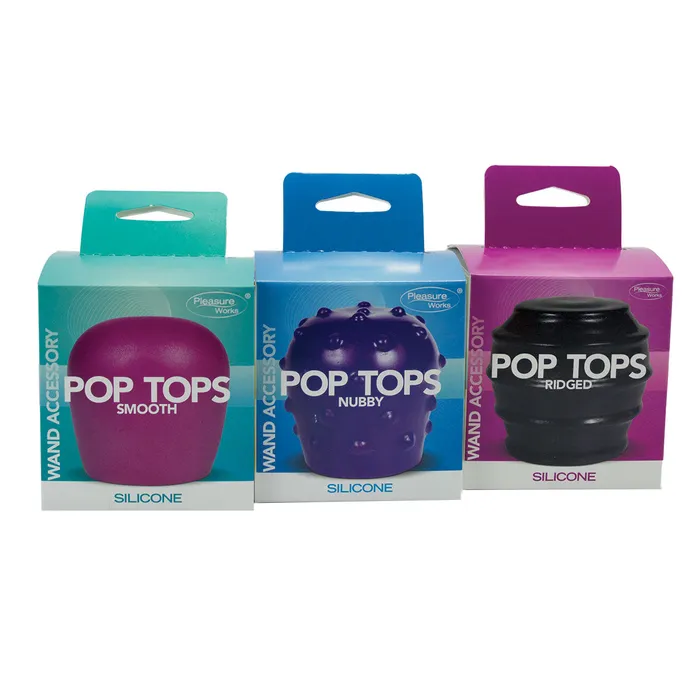 Vibrators Pleasure Works Pop Top Wand Attachment Smooth Blue Pleasure Works