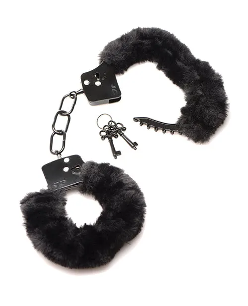 Xr LLC Anal Master Series Cuffed In Fur Handcuffs Black