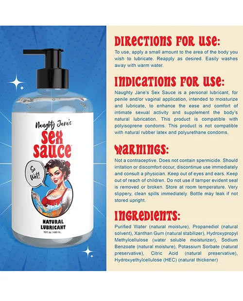 Xr LLC Sexual Health Wellbeing Naughty Janes Sex Sauce Natural Lubricant 16 oz